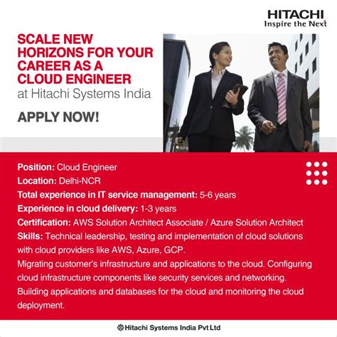 Hitachi Systems India Pvt Ltd On Linkedin Hiring Hiringnow Cloudengineer