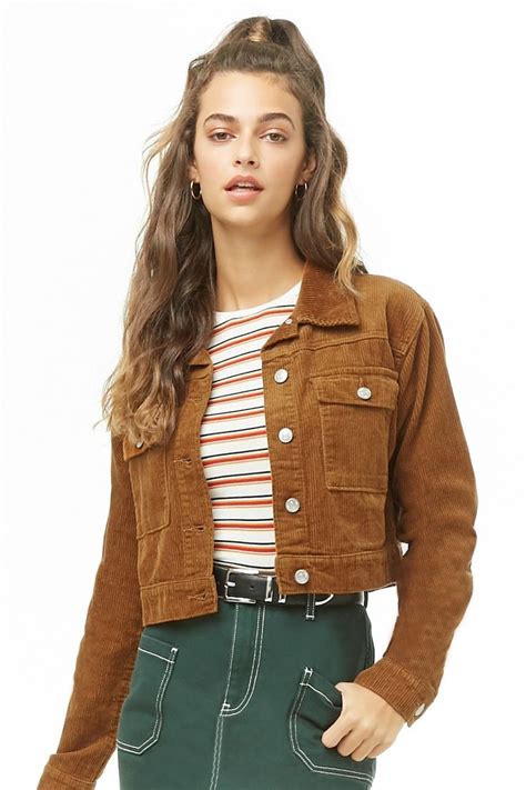 Cropped Corduroy Jacket Jackets Brown Denim Jacket Brown Jacket Outfit