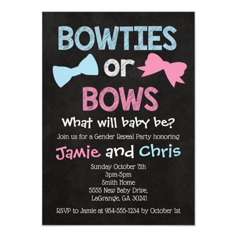 Bowties Or Bows Gender Reveal Party Invitation