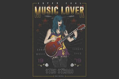 Music lover illustration | Guitarist woman