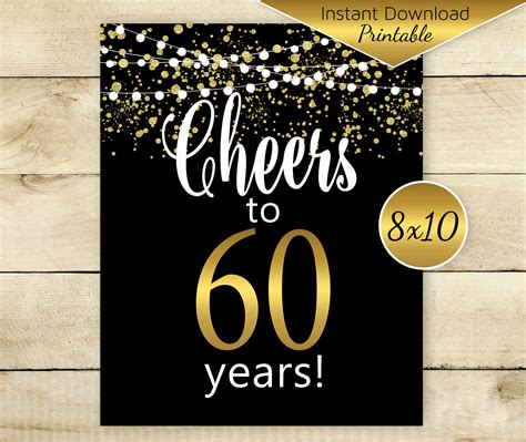 Cheers To 60 Years 60th Birthday Or Anniversary Decor Etsy UK