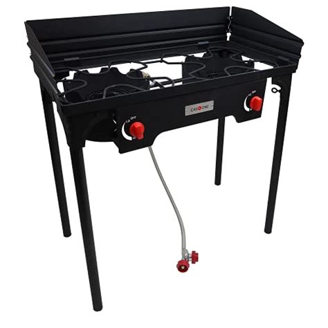 Gas One Two Burner Propane Camp Stove Two 75000btu Cast Iron Burners With Windscreen Outdoor