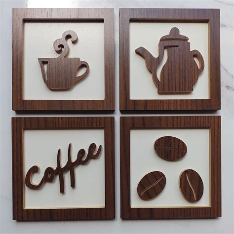 Kit Com 4 Quadros Cantinho Do Café Em Relevo 3d Elo7