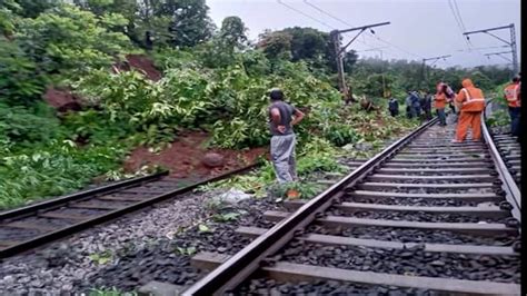 Maharashtra Rains Soil And Rocks Fell On The Kasara Ghat Railway Track