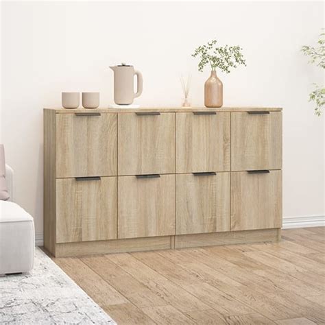 Chicory Wooden Sideboard With 4 Doors In Sonoma Oak Furniture In Fashion