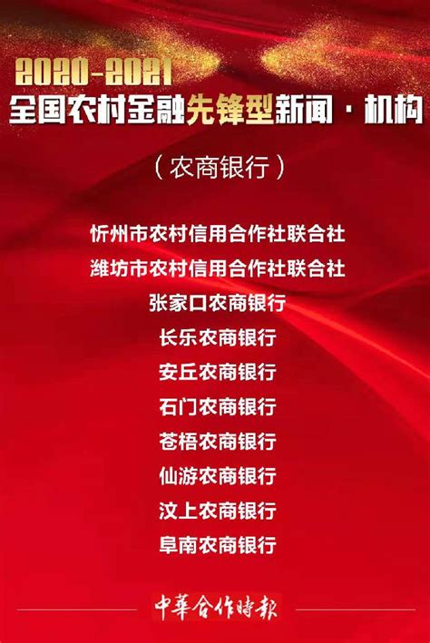 石门农商银行：获2020—2021年全国农村金融先锋型新闻机构 湖南省农村信用社联合社