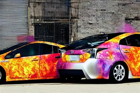 Toyota Prius With Flames Painted On It Stable Diffusion