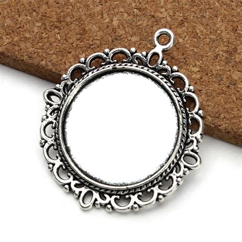 Pc Mm Antique Silver Necklace Pendant Setting Cabochon Base Tray