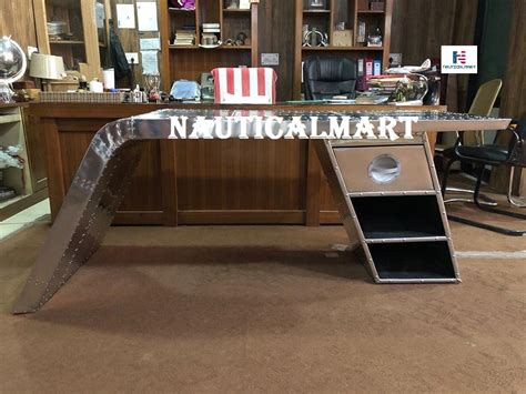 Aviator Wing Desk Aluminium Table Aviation Furniture Right 78 Inches