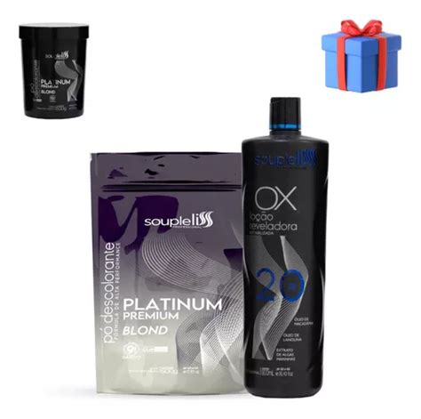 Kit Pó Descolorante Platinum Prata Ox 20 Vol Souple Liss