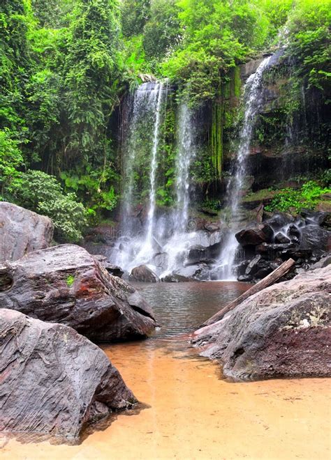 Waterfall In Phnom Kulen National Park Cambodia Stock Photo Image Of