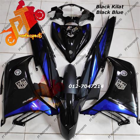 Yamaha LC 135 Matt Black Black Kilat Cover Set Sticker Custom Chrome