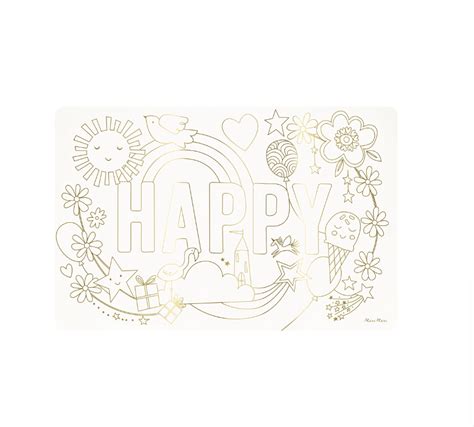 Meri Meri Happy Icons Colouring Placemats Mutlu Semboller Boyama