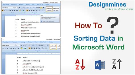 How To Sort Data In Word YouTube