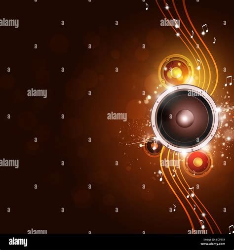 Funky Abstract Sound Speaker Background With Music Notes Stock Photo