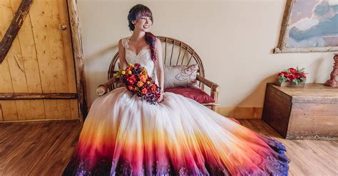 Artist Starts Creating Colorful Wedding Dresses After Her Fire