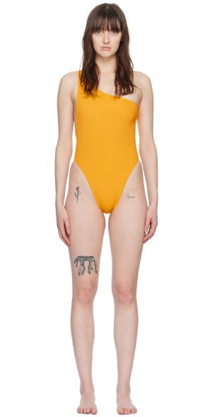 Louisa Ballou Yellow Plunge One Piece Swimsuit