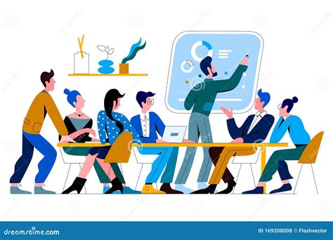 Conference Room Office People Flat Vector Illustration Stock Vector