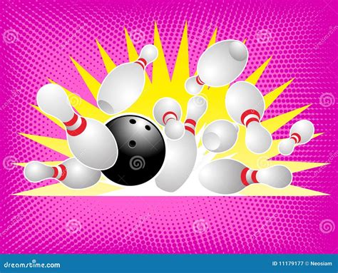 Bowling Ball Crashing Into The Pins Stock Vector Illustration Of