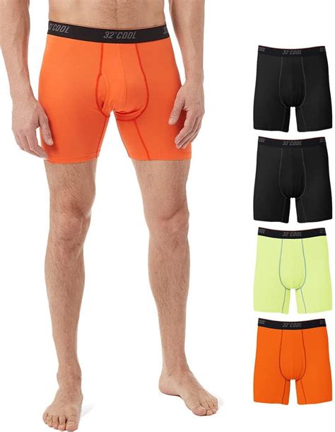 32 Degrees Mens 4 Pack Cool Active Boxer Brief Anti Odor Quick Drying 4 Way Stretch At