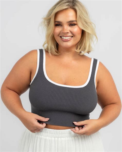 Shop Mooloola Basic Knit Top In Charcoal White Fast Shipping And Easy Returns City Beach Australia