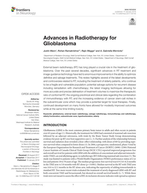 Pdf Advances In Radiotherapy For Glioblastoma