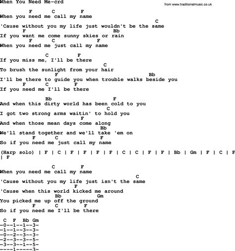 Bruce Springsteen Song When You Need Me Lyrics And Chords