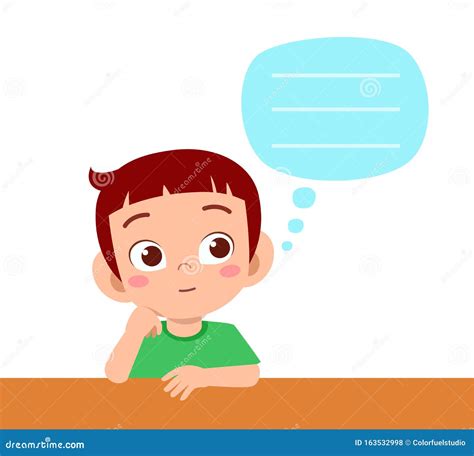 Happy Cute Kid Boy Thinking Balloon Sad Stock Vector - Illustration of ...