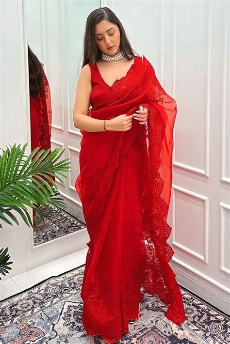 Red Color Designer Karwa Chauth Special Saree Look For Women Saree