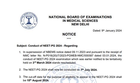 Neet Pg Exam Date Postponed New Date Th July