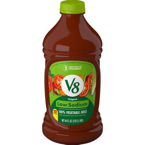 V8 Low Sodium Original 100 Vegetable Juice 64 Fl Oz Bottle