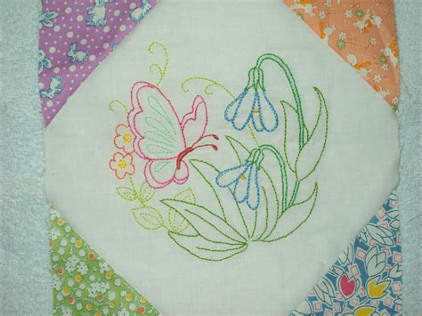 4 Embroidered Quilt Blocks Done To Go