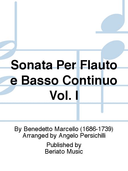 Sonata Per Flauto E Basso Continuo Vol I By Benedetto Marcello Flute