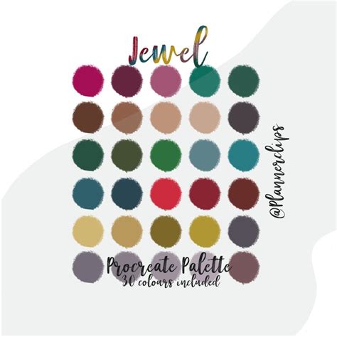 Paleta Jewel Procreate Muestras De Color Tonos Joya Etsy Espa A