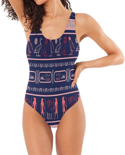 Mahu Swimsuits Egyptian Ethnic Tribal Hieroglyph One Piece Bikini