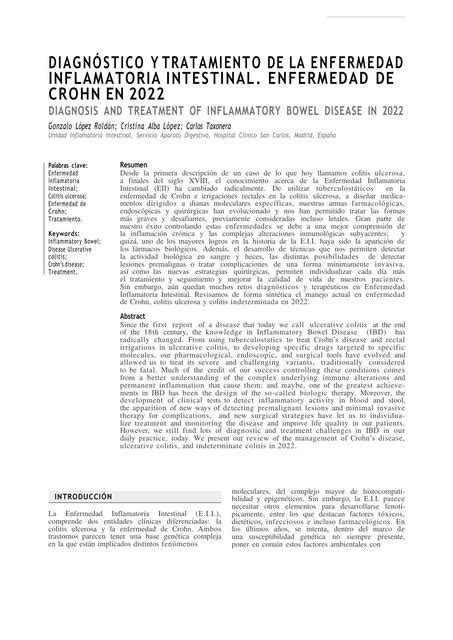 Artículo diagnóstico y tratamiento de la enfermedad inflamatoria Crohn