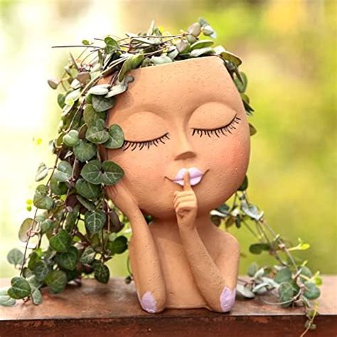 Face Planter Pots Resin Face Planters For Indoor Outdoor Plants Head