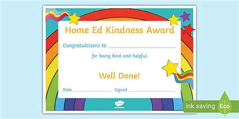 Home Ed Kindness Award Nauczyciel Wykona Twinkl