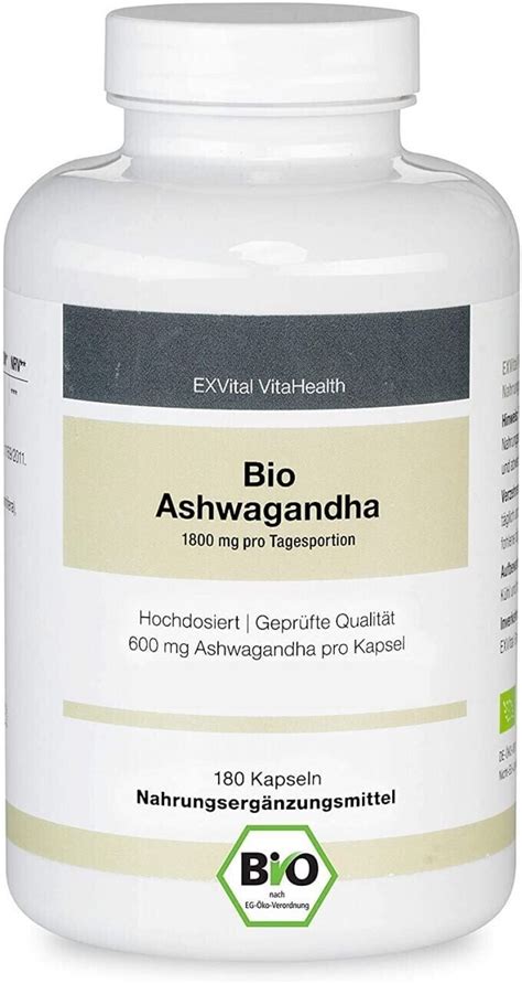 Exvital Bio Ashwagandha 1800mg Kapseln 180 Stk Ab 16 95