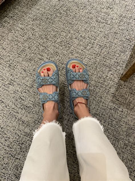 Chanel Blue Denim Dad Sandal 2020 In 2020 Light Blue Denim Chanel