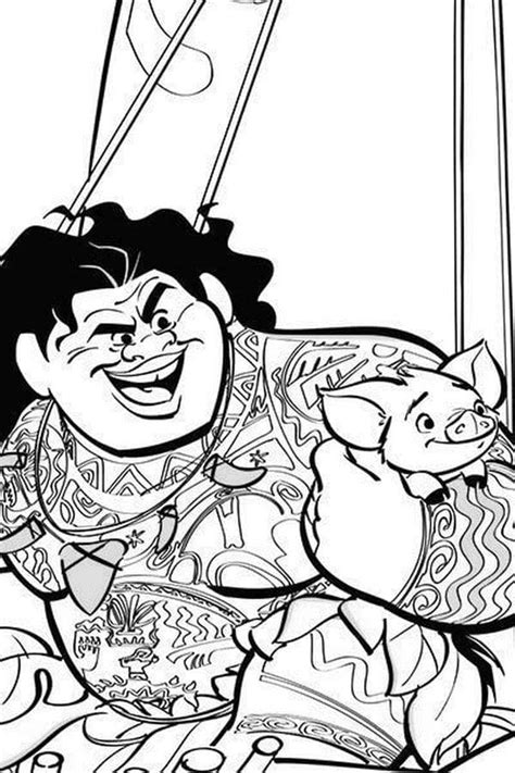 Desenhos De Maui E Pua De Moana Para Colorir E Imprimir Colorironline