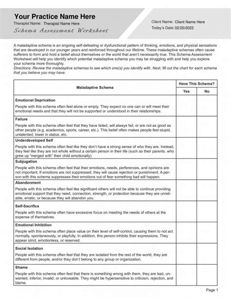 Schema Therapy Worksheets Bundle Editable Fillable Printable Pdfs