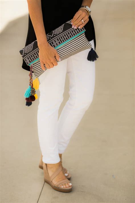 Classic Summer Outfit Black Top White Jeans Cyndi Spivey