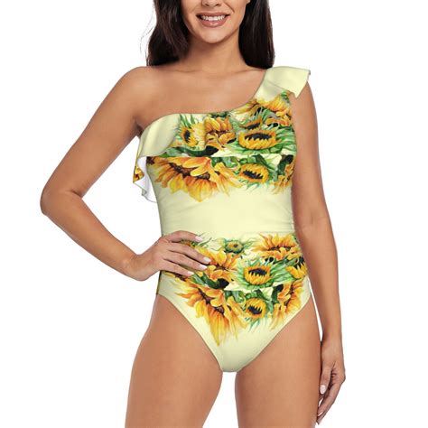 Bingfone Sunflowers On A Yellow Background Print Womens One Piece