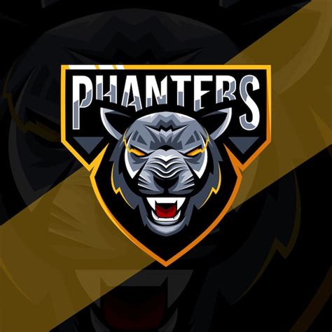 Hoofd Zwarte Panter Mascotte Logo Esport Sjabloon Premium Vector