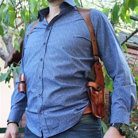 Premium Leather Vertical Shoulder Holster System With Double Speed