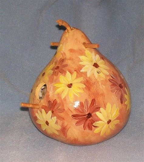 Bird House Gourd Daisies 24 00 Via Etsy Gourd Art Gourds