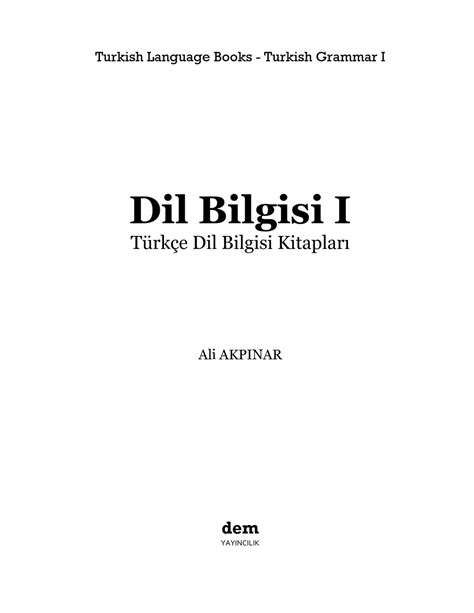 Turkish Grammar Ebooks 1 By Ali Akpinar Issuu