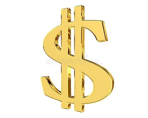 Gold Dollar Symbol With A Sign Positively On A White Background Stock