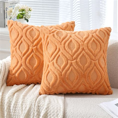 Miulee Orange Throw Pillow Covers 18x18 Inch Soft Plush